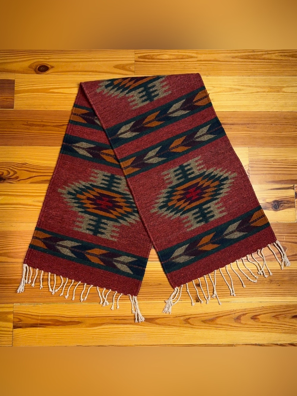 VTG Navajo Style Rug Handmade Wool Southwest Zapotec 63" L